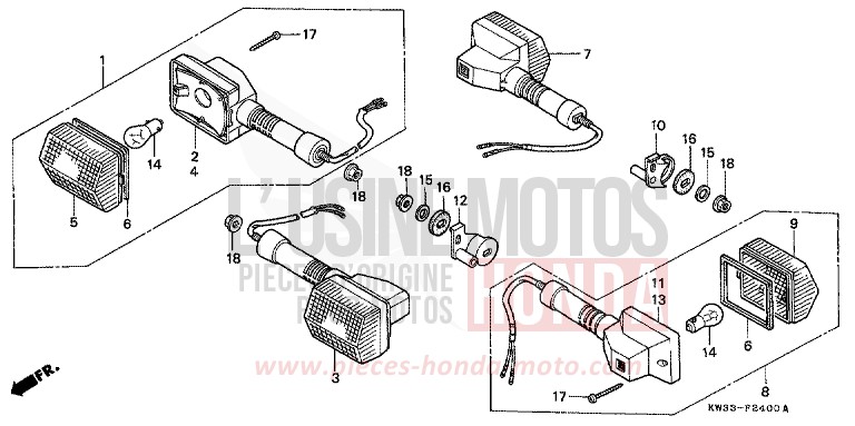 CLIGNOTANT de Dominator 250 CHECKER BLACK METALLIC (NH217K) 1990